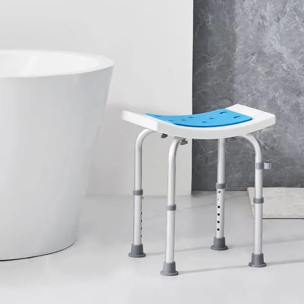 Duschstol, Justerbar Höjd, Halkfri Design,VIT