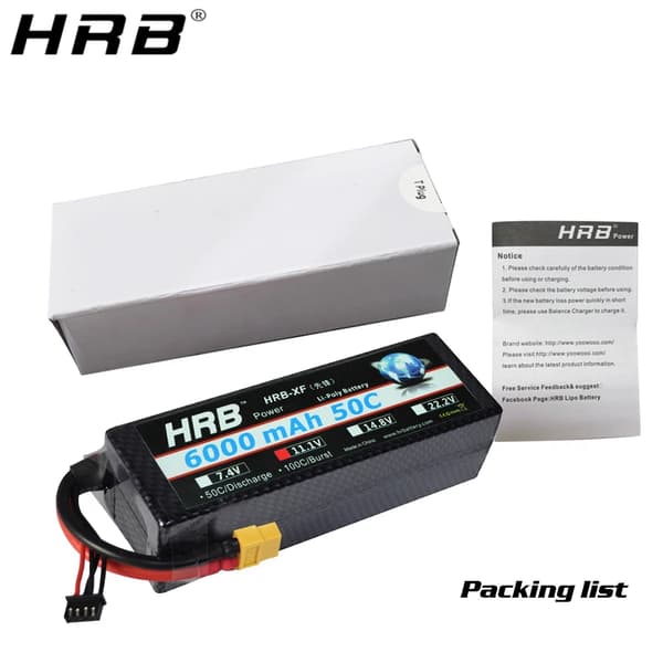 RC-batteri, 6000 mAh kapacitet, 50C urladdningshastighet,2PCS T