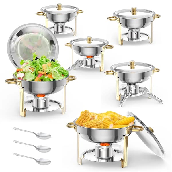 Chafing Dish Sæt, Rustfrit Stål, 5L Kapacitet,6 Pakke