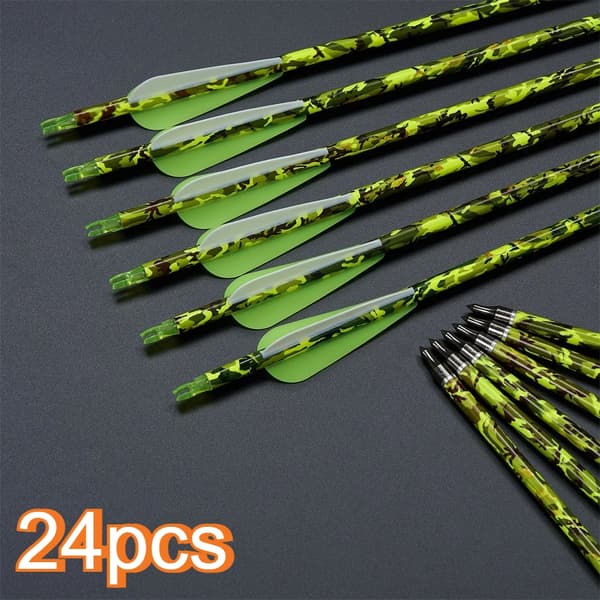 Bueskydning Pil, Carbon Skaft, til Recurve & Compound Buer,24pcs