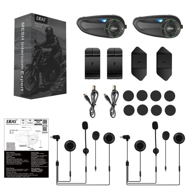 Hjelmheadset, Bluetooth-forbindelse, Vandtæt design,2Pcs Q8