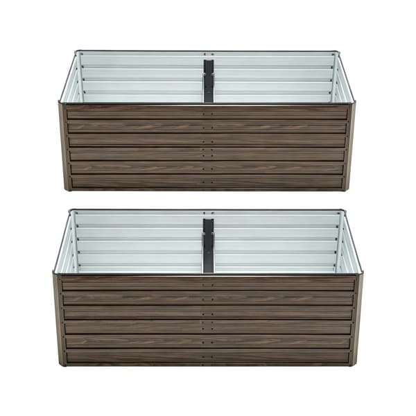 Planteringsbädd, Tungt metall, Utmärkt dränering,Trä 2st, 6x3x2 FT-e