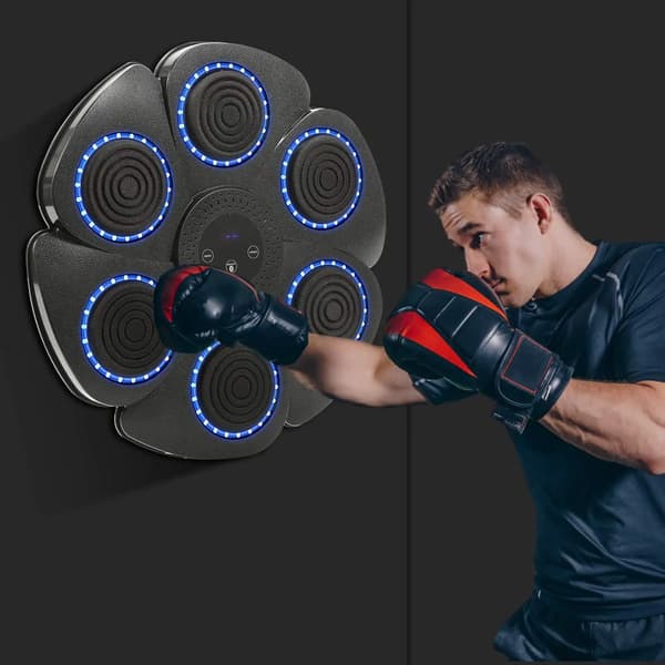 Boxningstränare, Bluetooth-anslutning, Kompakt design,Vit + Halvfingerhandskar