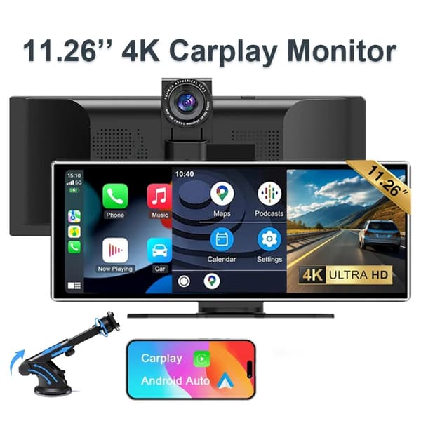 Dash Cam, Trådløs Forbindelse, 10,26 Tommer Skærm,4K DVR