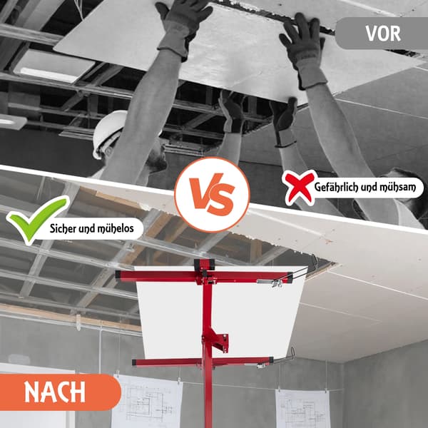 Gipsväggslift, Maxhöjd 470 cm, 68 kg Kapacitet,Röd