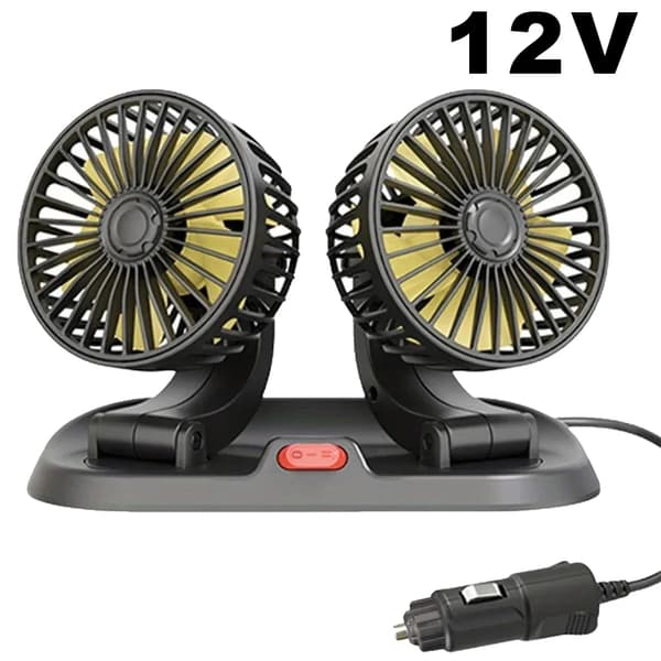 Køleventilator, Justerbar Dobbelt Hoved, 2 Hastighedsindstillinger,12V cigaret lighter