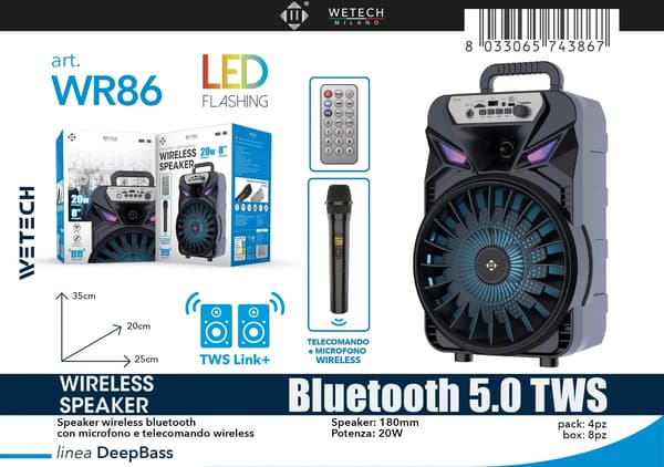 Bluetooth-högtalare, Bärbar design, LED-lampor,WR86