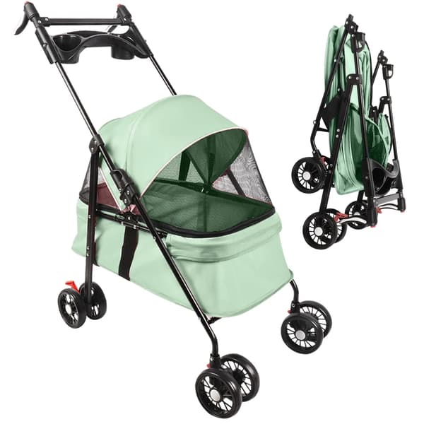 Kæledyrsvogn, Sammenklappeligt Design, Sikkerhedsfunktioner,grøn