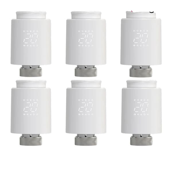 Smart Termostat Radiatorventil, Fjärrkontroll, Röstaktiverad,Zigbee-6PCS