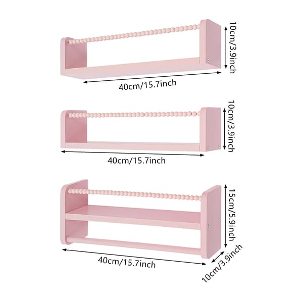 Väggförvaringshyllor, Hållbart Furu, Mångsidig Design,Rosa