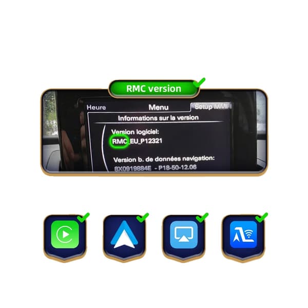 Langaton CarPlay Android Auto -moduuli, Bluetooth-yhteys, navigointituki,Q3 RMC +CAM