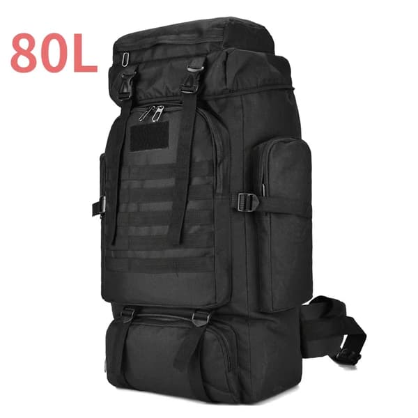 Bjergbestigningspose, Rummelig Kapacitet, Holdbart Design,80L (Sort)