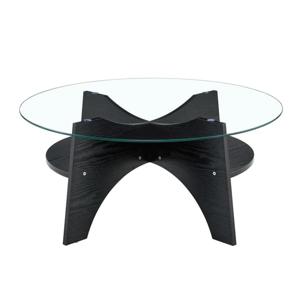 Sidebord, Multifunktionelt Design, Holdbart MDF og Glas,Sort-gennemsigtig