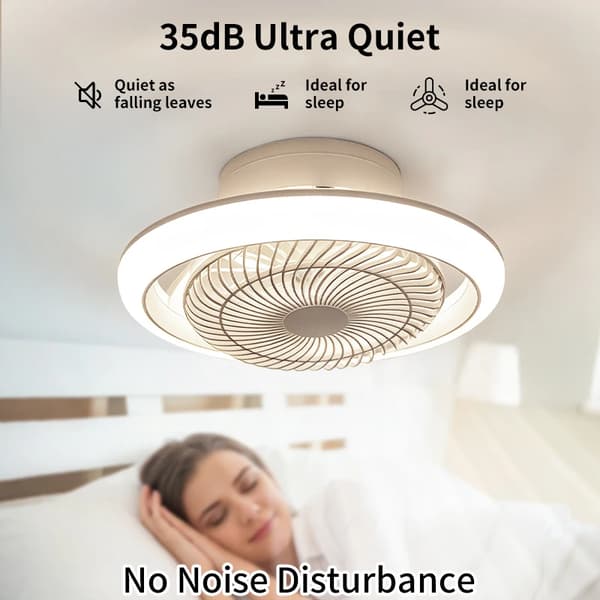 Loftventilator, LED-lamper, Smart kontrol,Oscillerende Fan Lampe