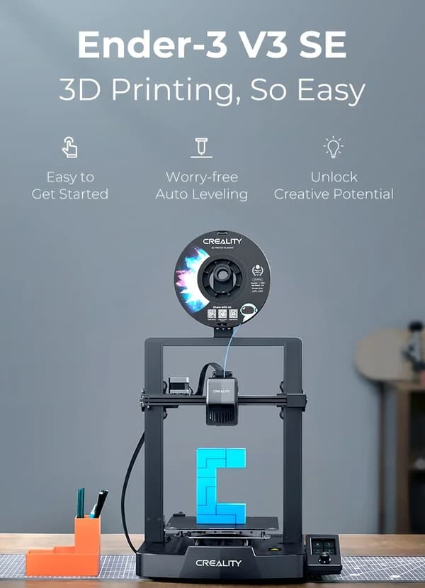 3D-printer, automatisk nivellering, brugervenlig opsætning,EU, Ender-3 V3 SE