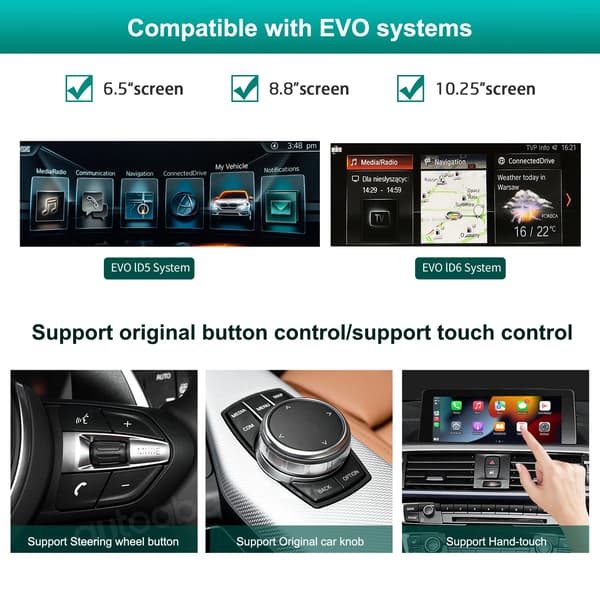 Trådlös CarPlay Android Auto Gränssnitt, Plug-and-Play Installation, Högkvalitativ Ljud,EVO