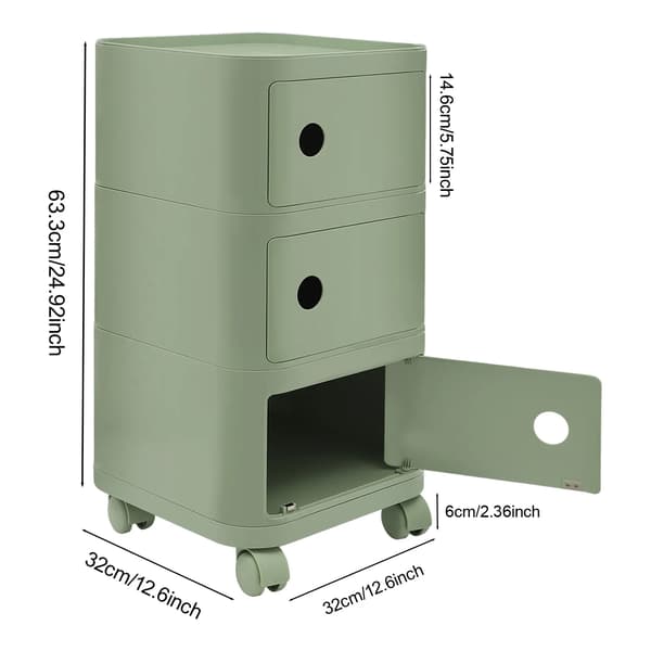 Sängbord, 3-nivådesign, modern stil,Matcha Grön