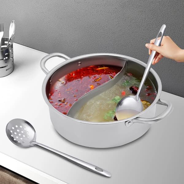 Hot Pot, Rustfrit Stål, Dobbelt-Smag Design,Sølv
