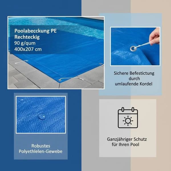Poolöverdrag, Hållbart Material, UV-beständigt,Blå