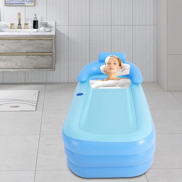 Uppblåsbar Badkar, Ergonomisk Design, Lätt Förvaring,Blå