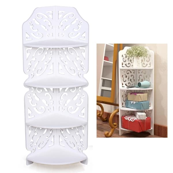 Badrumsställ, Hörndesign, Hållbart Material,VIT