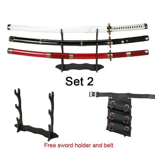 Anime Katana, Cosplay Replica, Inkluderer Stativ og Bælte,Sæt 2