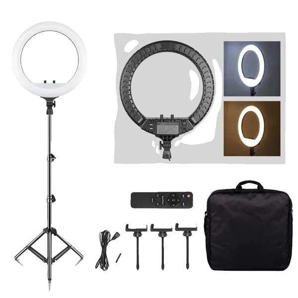 Ring Light, Dæmpbar Lysstyrke, Justerbar Stativ,150cm stand