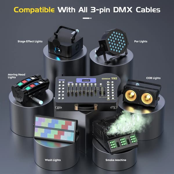 DMX-controller, 192 kanaler, trådløs kommunikation,EU stik, sort