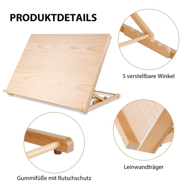 Tegnebord, Bøg, Justerbart Design,A2 Tabelstaffeli