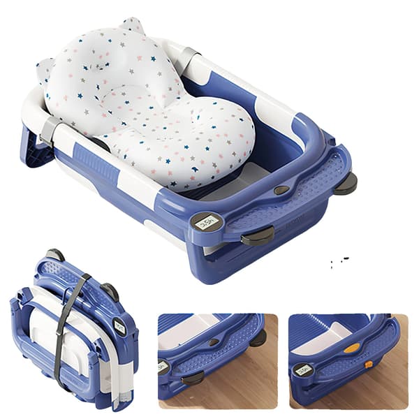 Babybadekar, Foldbart Design, Temperaturovervågning,Blå