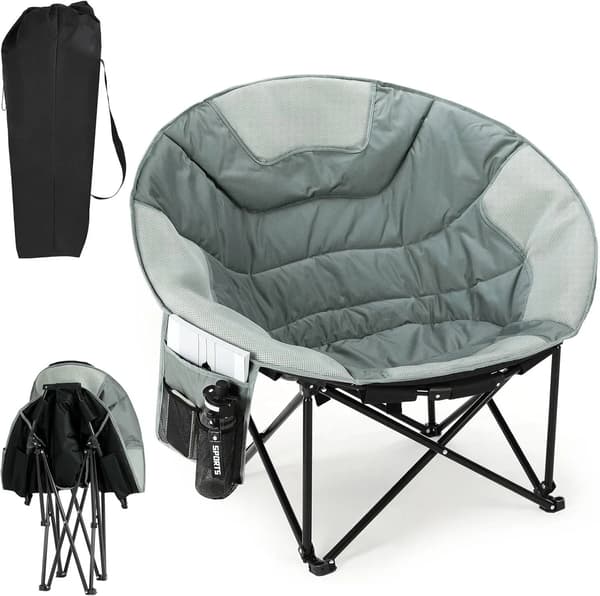 Campingstol, Fällbar Design, Vadderad Sits,Grå 1 st Stolar