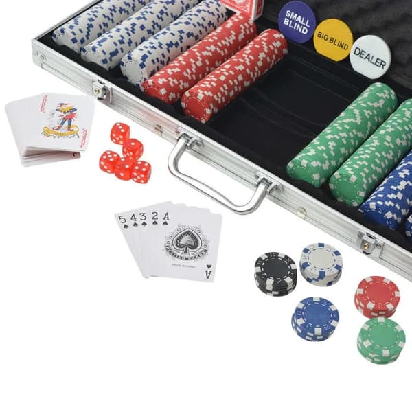 Pokerchipset, Bärbar Aluminiumväska, 500 Chips,Som bild