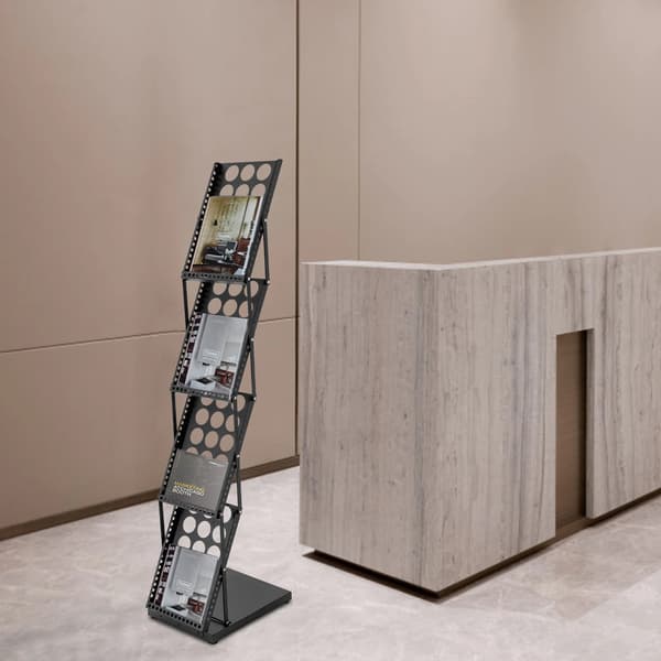 Magasinholder, Foldbart Design, Rummelig Opbevaringsplads,sort