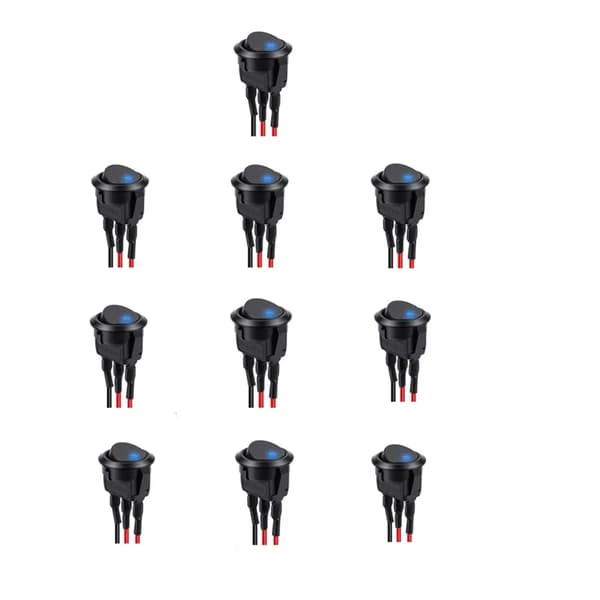Rocker Switch, Belyst Vippeswitch, 3-Pins Konfiguration,10PCS Blå