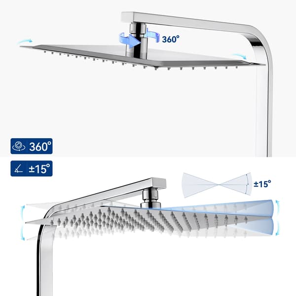 Brusesystem, Termostatisk Vandhane, Væghængt Design,Krom