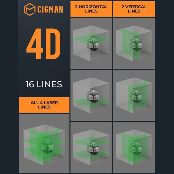 Laser Nivå, 4x360° Justering, APP Kontroll,CM-S02