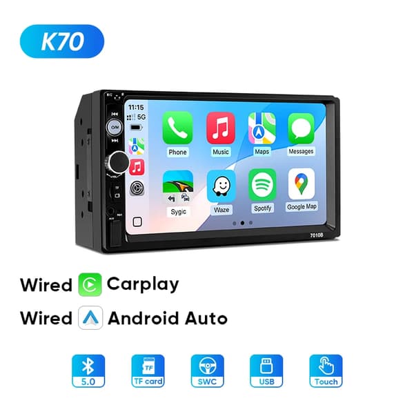 Bilradio, Touchskærm, Smartphone Integration,K70 Kablet Carplay