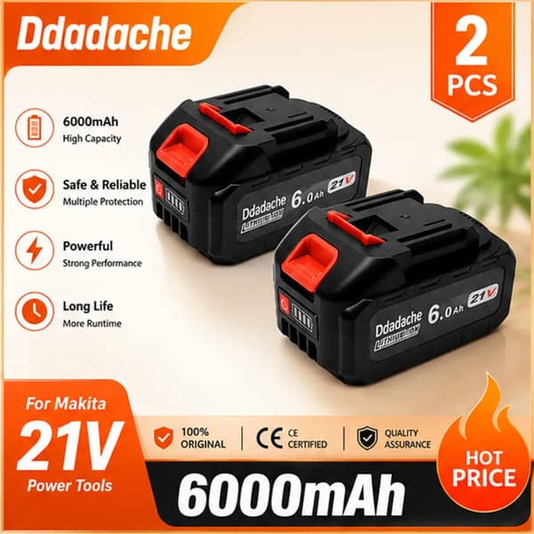 Erstatningsbatteri, 6000mAh kapacitet, indbygget beskyttelse,21v-6.0AH-1PCS-b