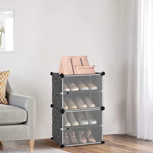 Sko Rack, Justerbare Hylder, Moderne Minimalistisk Design,sort