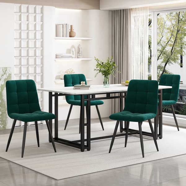 Spisebordssæt, Moderne design, Komfortable siddepladser, Selvmontering, Grøn - MDF - Velour