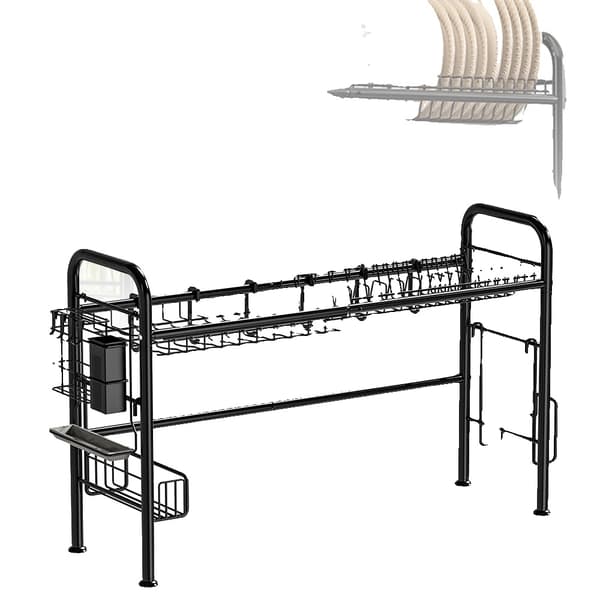 Vaskestativ, 2-lags design, robust stål konstruktion,sort