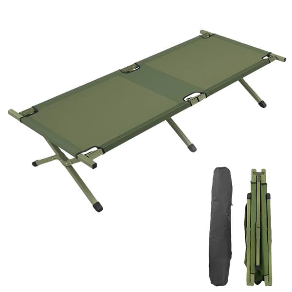 Camping seng, kraftig stålramme, bærbart design,Grøn