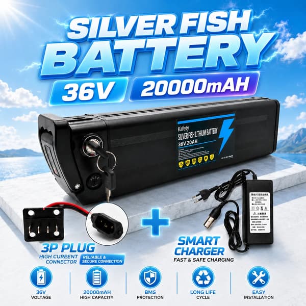 18650 Lithiumbatteri, 20Ah kapacitet, flere kompatibiliteter,36VSilverbid-3PStik