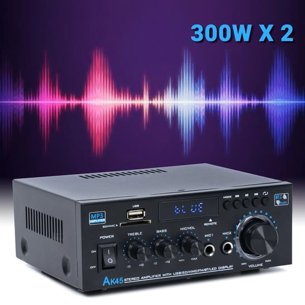 Stereo Förstärkare, Bluetooth 5.0, USB/SD Uppspelning,AK45