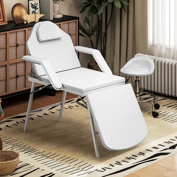 Massagebord, Justerbart Ryggstöd, Bärbar Design, VIT