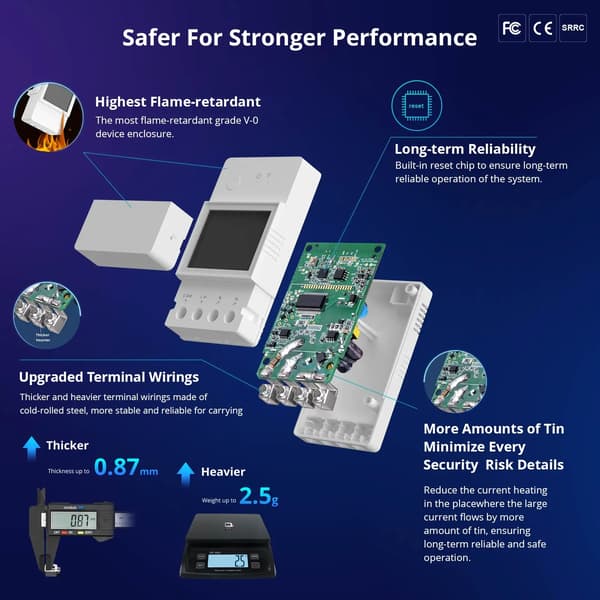 Smart Power Meter Switch, Realtidsmonitorering, Energi Management,POWR320D