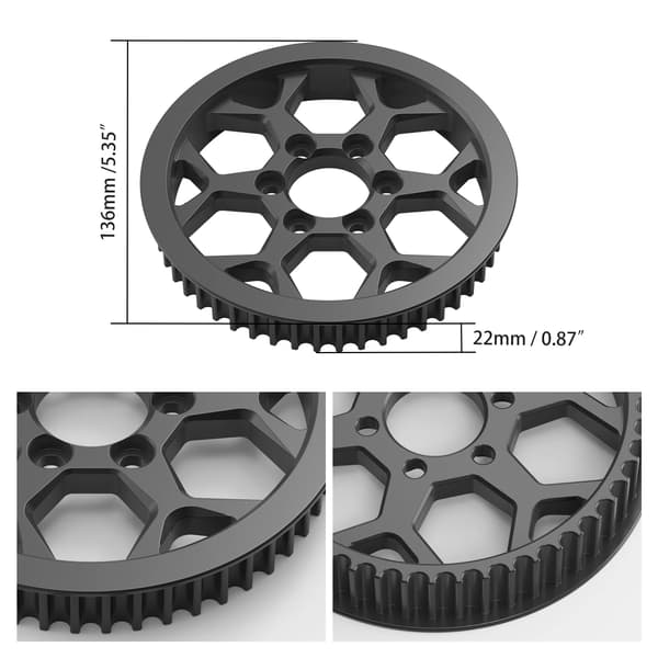 Stål Sekundær Remskive, Udhulning Design, CNC-bearbejdet Præcision,sort
