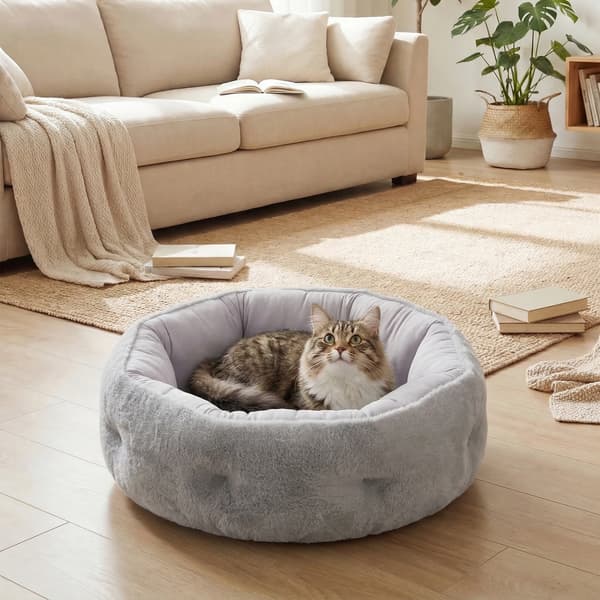 Kattekurv, Vendbar Design, Støttende Kanter,Lys Grå