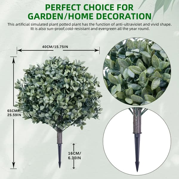 Topiary Kugler, UV Resistante, Dekorative Udendørs Planter,grøn