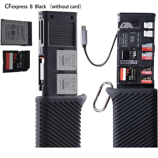 Hukommelseskortlæser, USB 3.2 Gen 2, Multi-kort kompatibilitet,CF B Sort